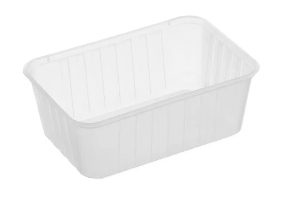 1000ml Ribbed Rectangular Container Natural