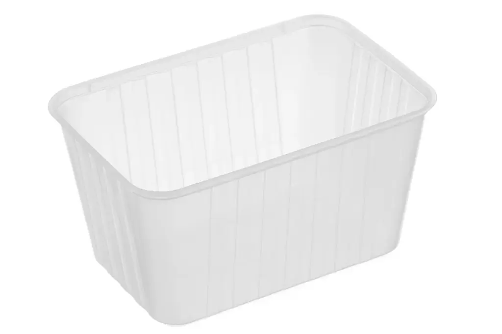 1500ml Ribbed Rectangular Container Natural