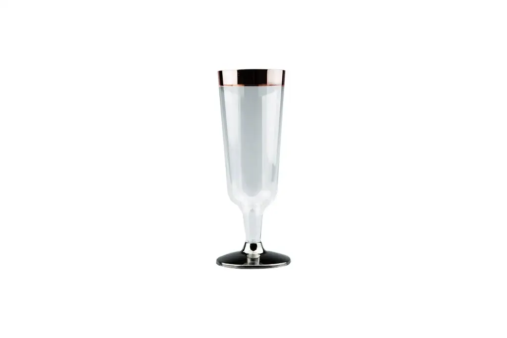 [PRRCHAMPAGNE] 150ml Champagne Glass With Rose Gold Rim Pk6