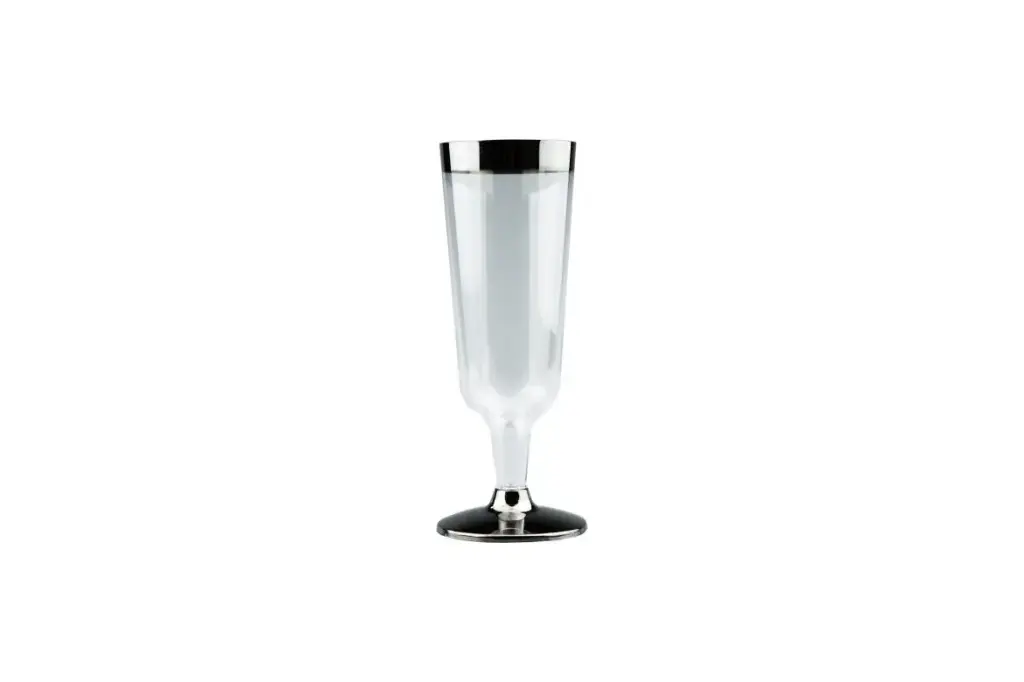 150ml Champagne Glass With Silver Rim Pk6