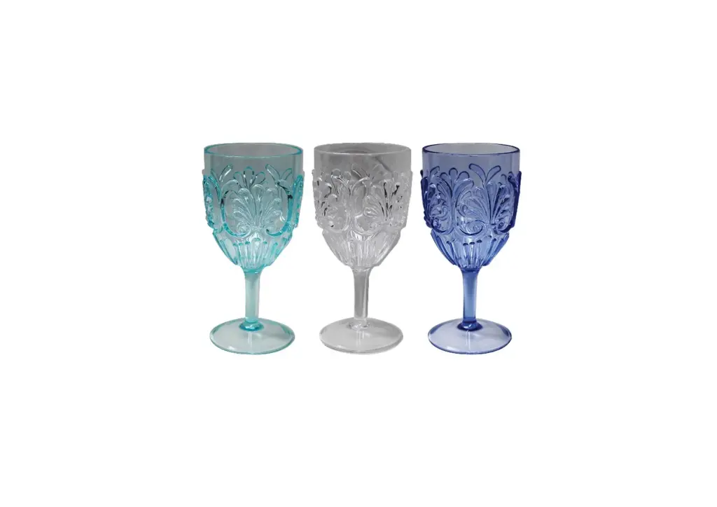 180ml Reusable Embossed Wine Glass Pk1