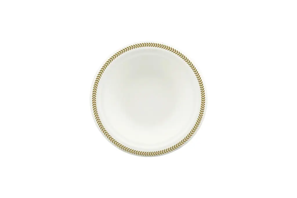 [SG7B10PG] 180mm Earth Sugar Cane Bowl Printed Rim Gold/Silver Pk10