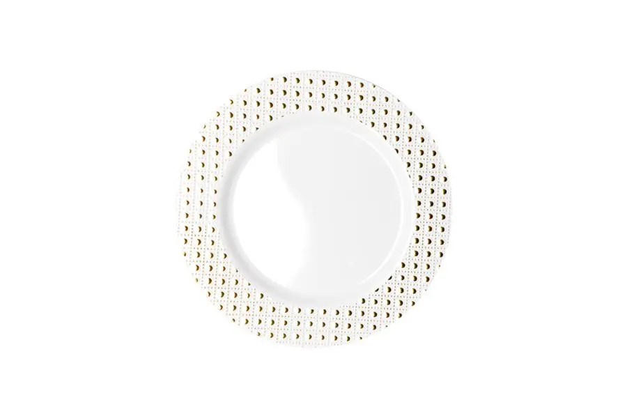 190mm Heavy Duty Lunch Plate With Gold Dot Rim Pk6