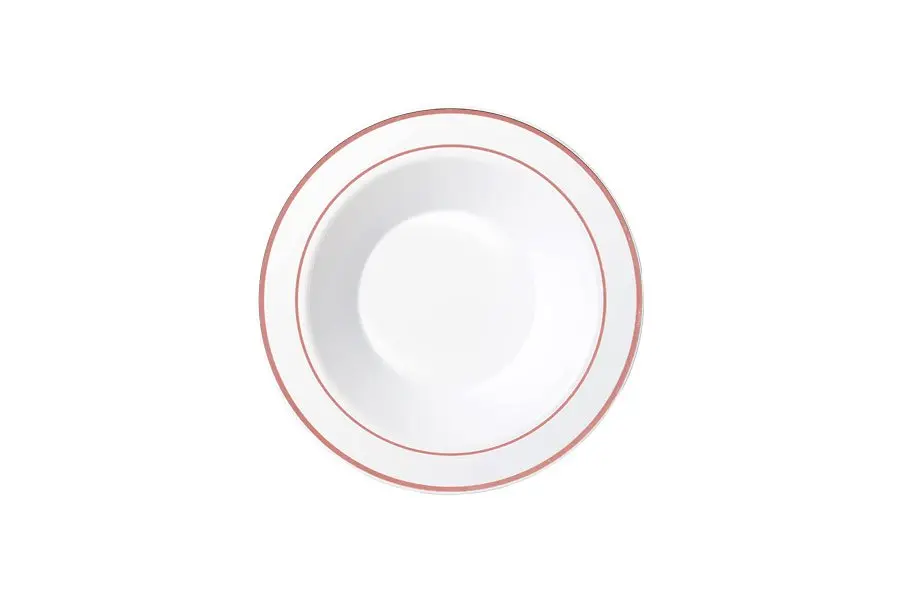 [PRR7B6] 190mm Heavy Duty White Bowl With Rose Gold Lining Pk6