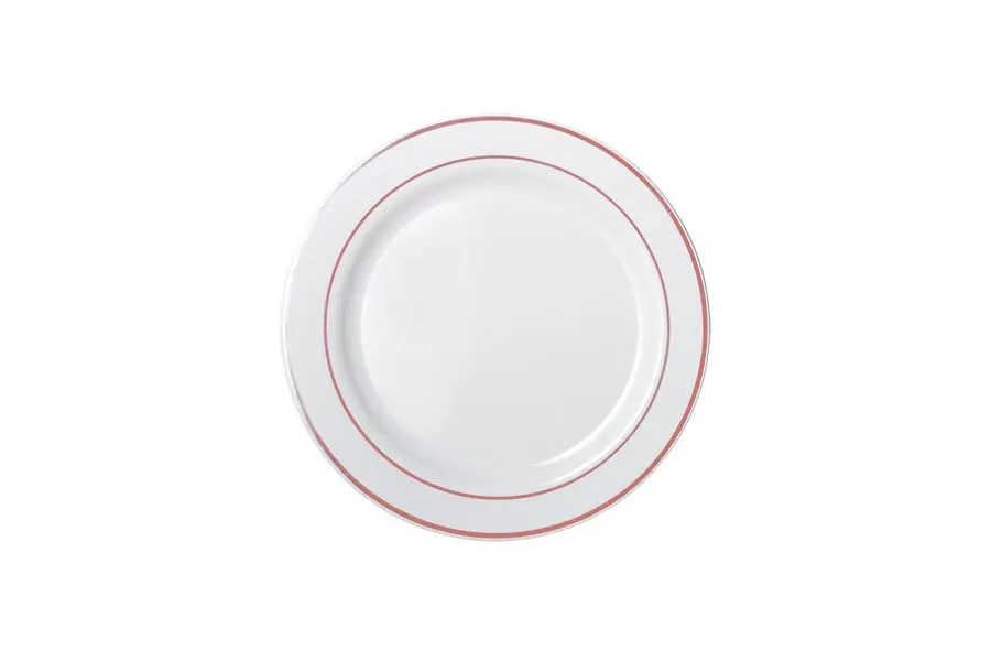 [PRR76] 190mm Heavy Duty White Lunch Plate With Rose Gold Lining Pk6