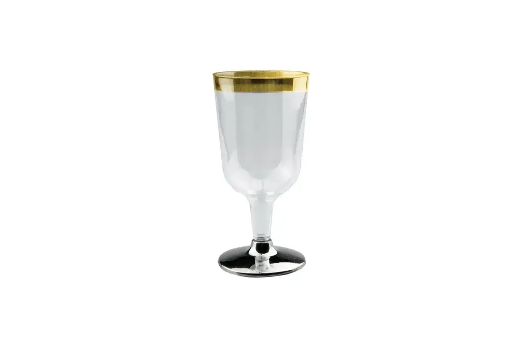 200ml Wine Glass With Gold Rim Pk6