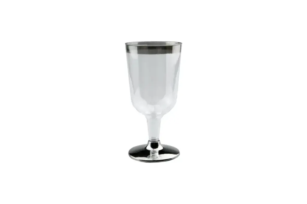 [DELUXEWINE15] 200ml Wine Glass With Silver Rim Pk15