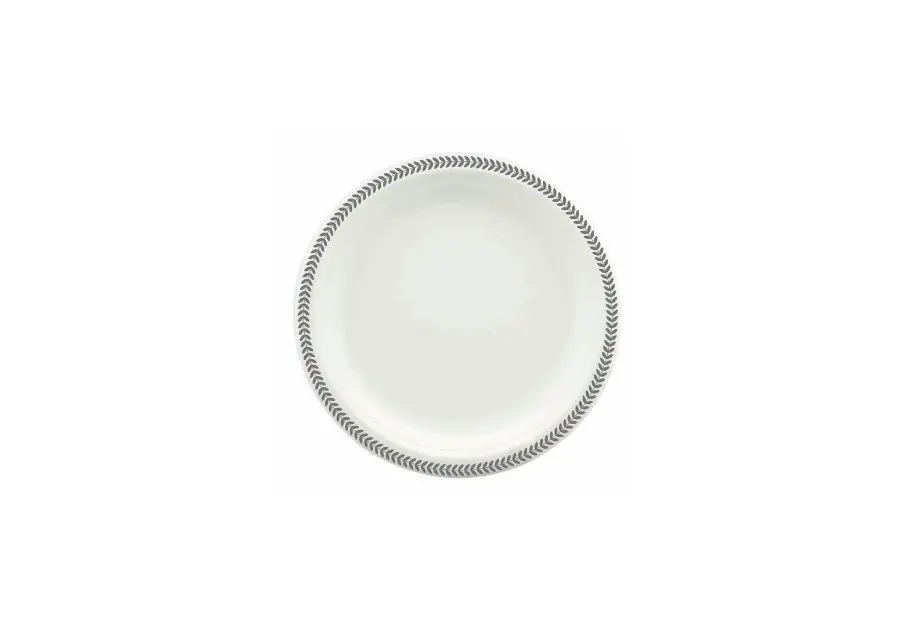 [SG910PS] 230mm Earth Sugar Cane Plate Printed Rim Silver Pk10