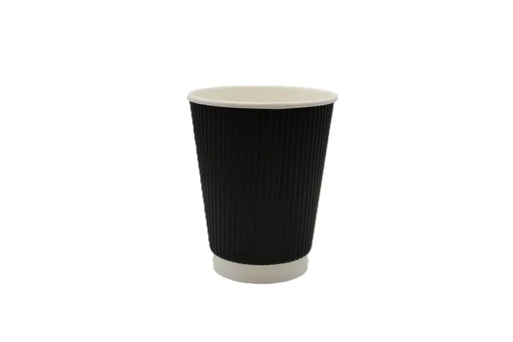 250ml/8oz Black Triple Wall “Ripple” Coffee Cup Pk25