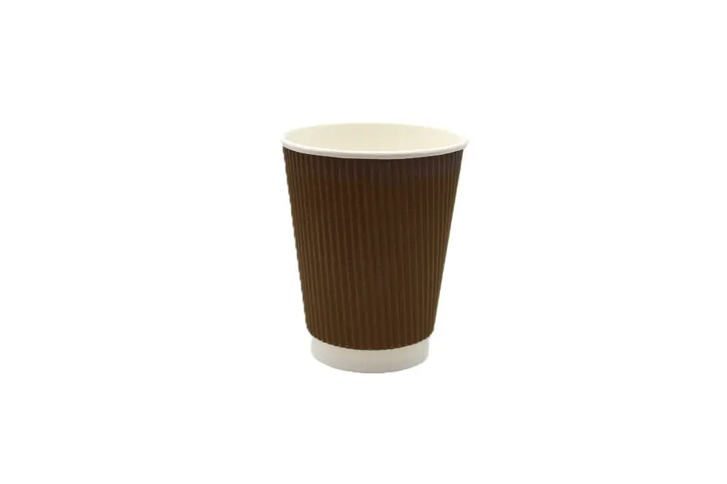 250ml/8oz FSC Brown Triple Wall Ripple Paper Coffee Cup Pk25