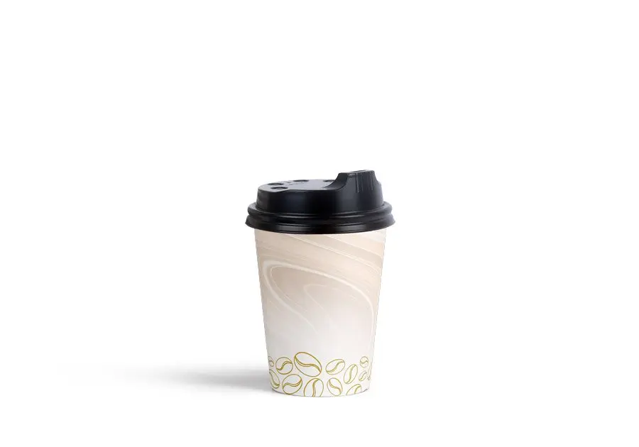 250ml/8oz Single Wall Paper Coffee Cup w/Lid Pk12