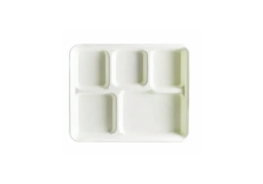 [SG520] 265x215mm Sugar Cane 5-Compartment Plate Pk20