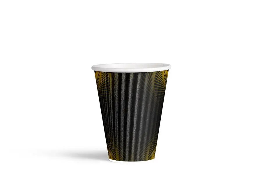 350ml/12oz Black Triple Wall “Ripple” Coffee Cup Pk25