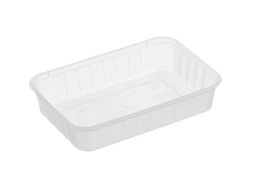 [REB500] 500ml Ribbed Rectangular Container Natural