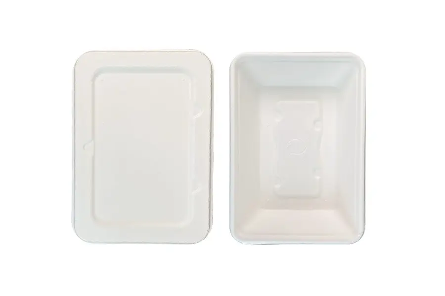 500ml Sugar Cane Containers With Sugar Cane Lids Pk4