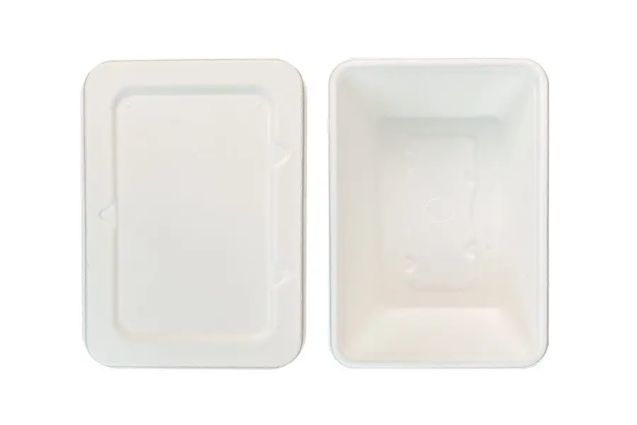 800ml Sugar Cane Containers With Sugar Cane Lids Pk4