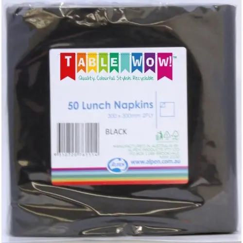 Black Lunch Napkin 33X33cm 2ply P50