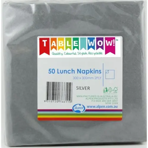 [380119] Silver Lunch Napkin 33X33cm 2ply P50
