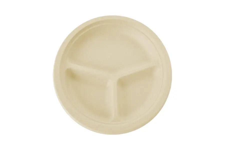 [WS310] Wheat Straw 3-Compartment Plate Pk10