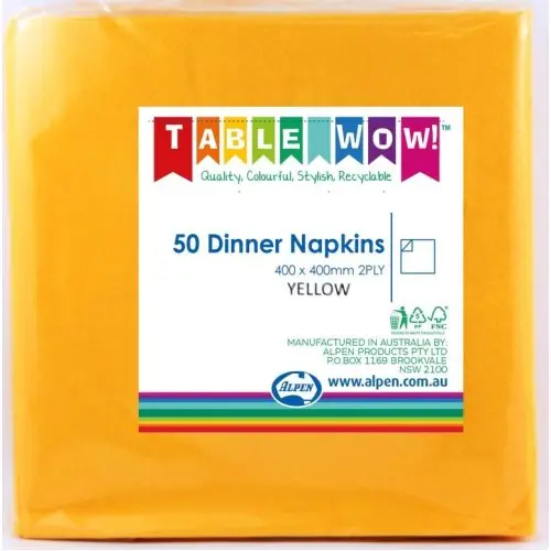[380225] Yellow Dinner Napkin 40X40cm 2Ply P50
