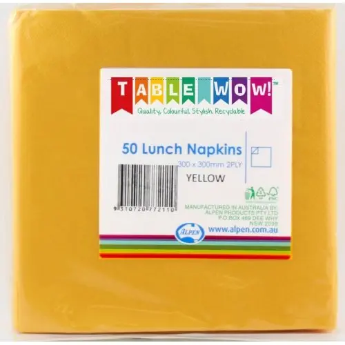 [380125] Yellow Lunch Napkin 33X33cm 2ply P50
