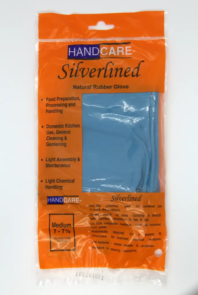 [262SLB40FS-L-Carton] HandCare Blue Silverlined Natural Rubber Glove - Large-Carton