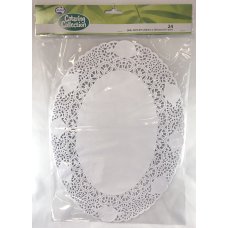 [372522] White 10.25in x 14in (260 x 355mm) Oval Doyley P24