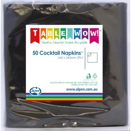 NAPKIN COCKTAIL BLACK P50