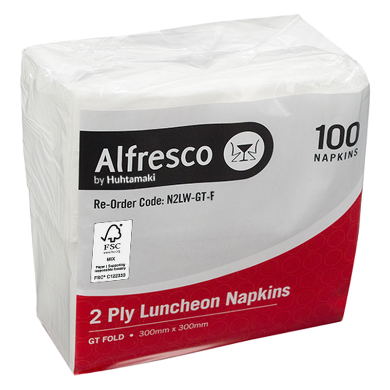 FSC 2 Ply Alfresco White Luncheon Napkin GT Fold
