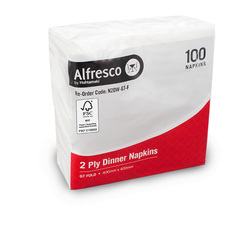 2 Ply Alfresco Napkins - White, GT Dinner