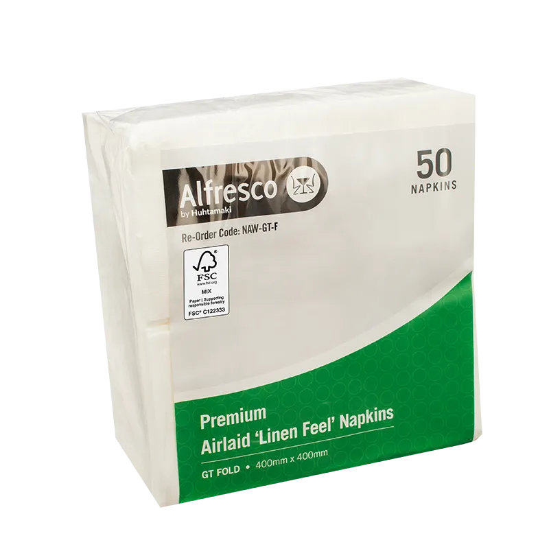 Airlaid Linen Feel Alfresco Napkins - White, GT Dinner