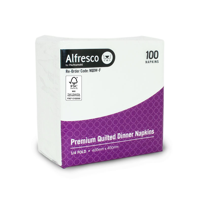 Premium Quilted Alfresco Napkins - White, Quarter Dinner