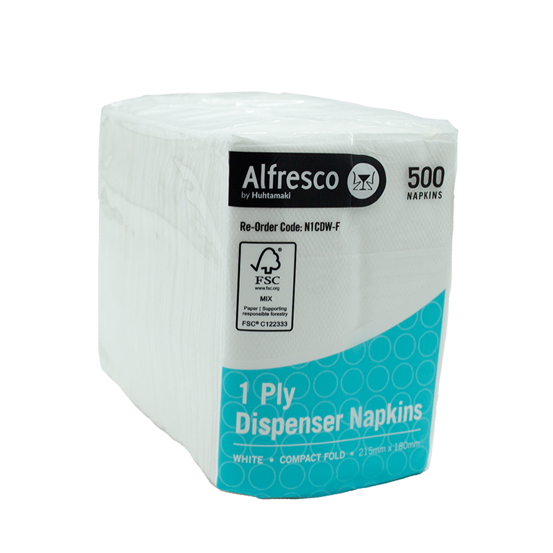 [N1CDW-F] FSC 1 Ply Alfresco White Compact Dispenser Napkin