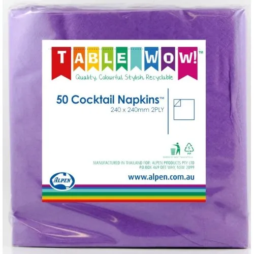 Purple Cocktail Napkin 25x25cm 2ply P50