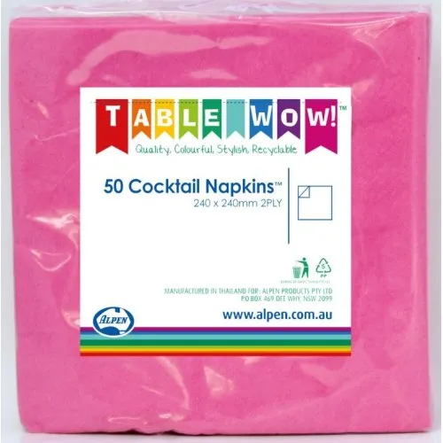 Magenta Cocktail Napkin 25x25cm 2ply P50