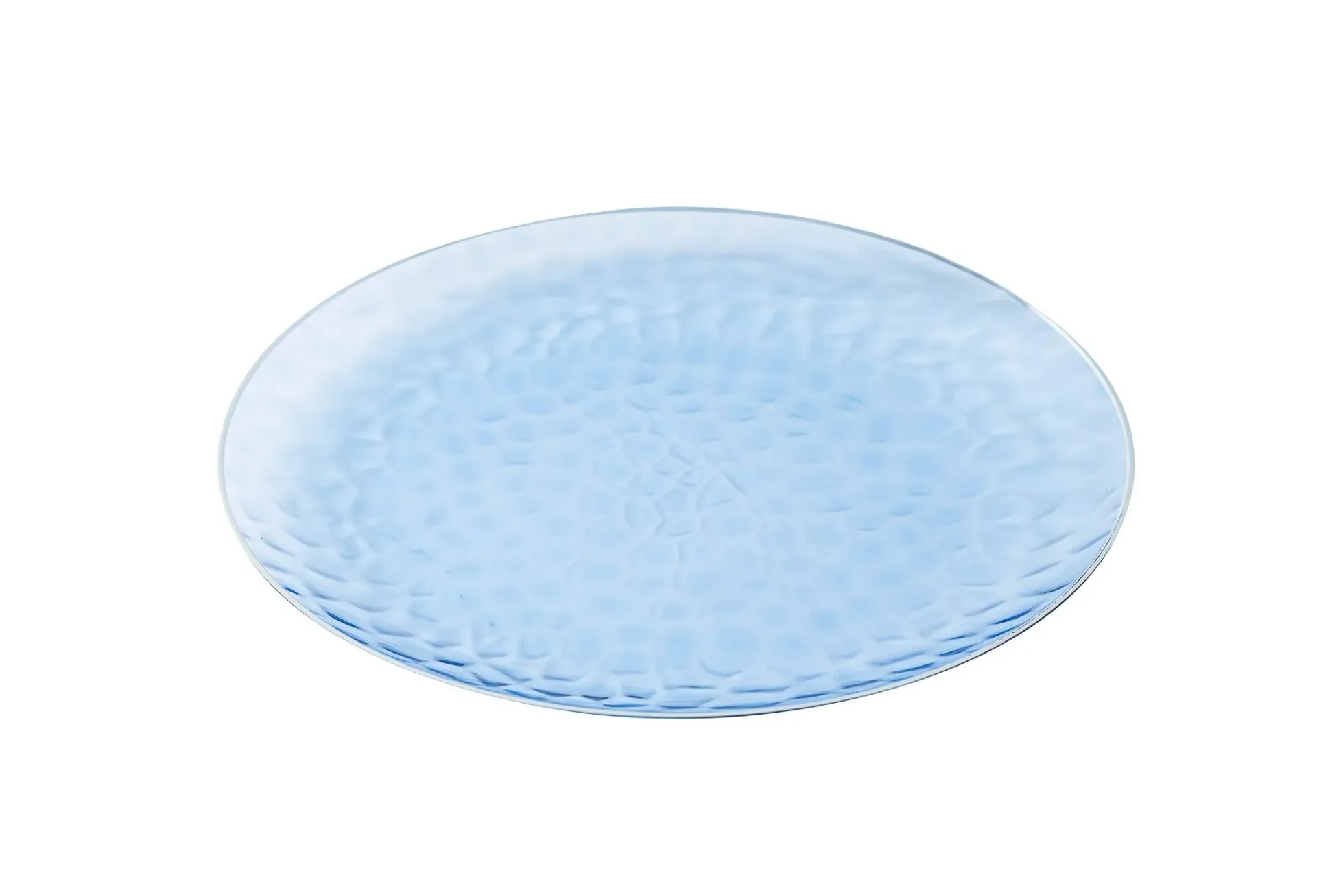 250mm Heavy Duty Blue Dimple Plate With Silver Rim Pk10