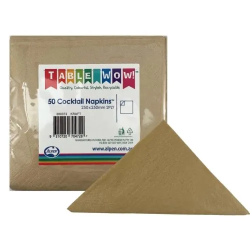 [380072] Kraft Cocktail Napkin 25x25cm 2ply P50