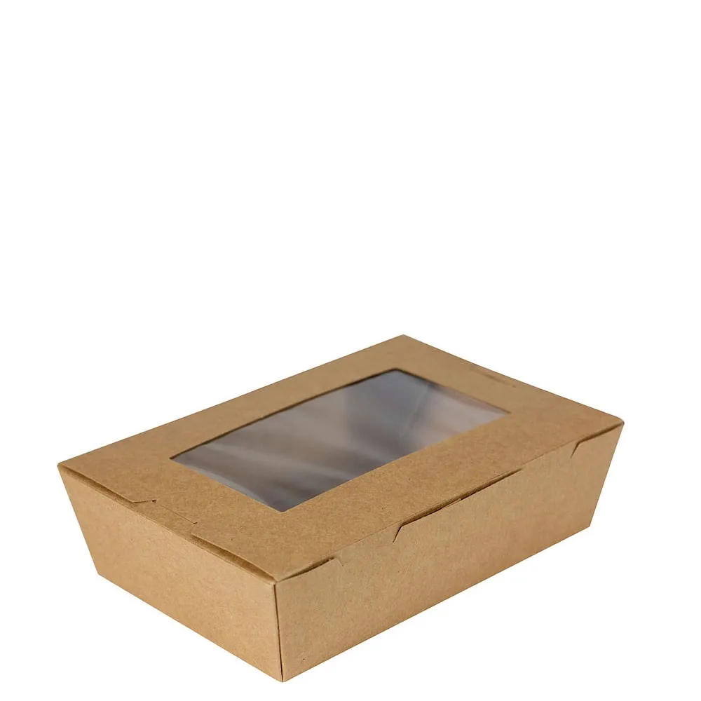 Lunch Box PLA Window PLA Lined Heavy Board Kraft Medium