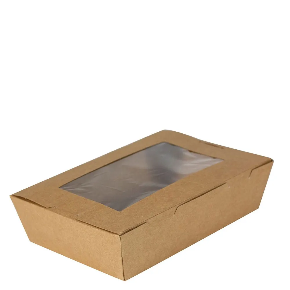 Lunch Box PLA Window PLA Lined Heavy Board Kraft Large