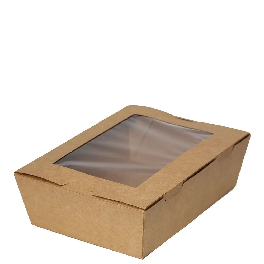 Lunch Box PLA Window PLA Lined Heavy Board Kraft Extra Large