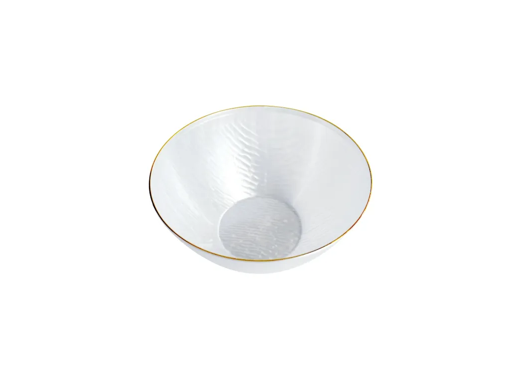 [PRGRWLB10] 148mm x 68mm Heavy Duty White Bowl With Gold Rim Pk10