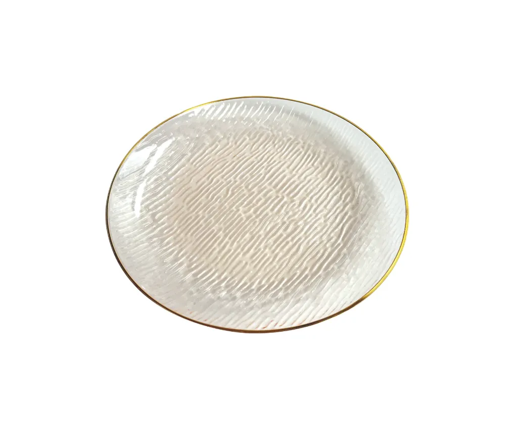 250mm Heavy Duty Gold Plate With Gold Rim Pk10