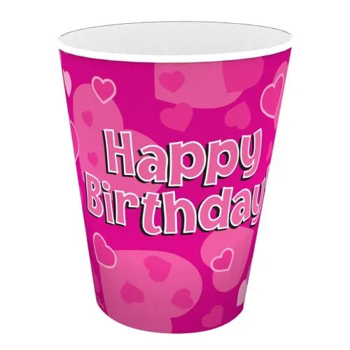 [OT634855] CUPS 266ml HAPPY BDAY PINK P8
