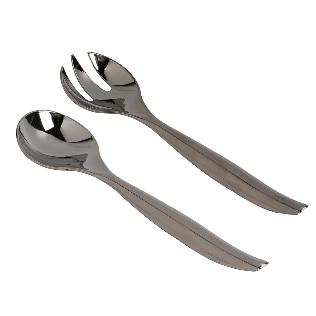 [JU1031] 245mm Stainless Steel Look-Alike Salad Servers Pk2 