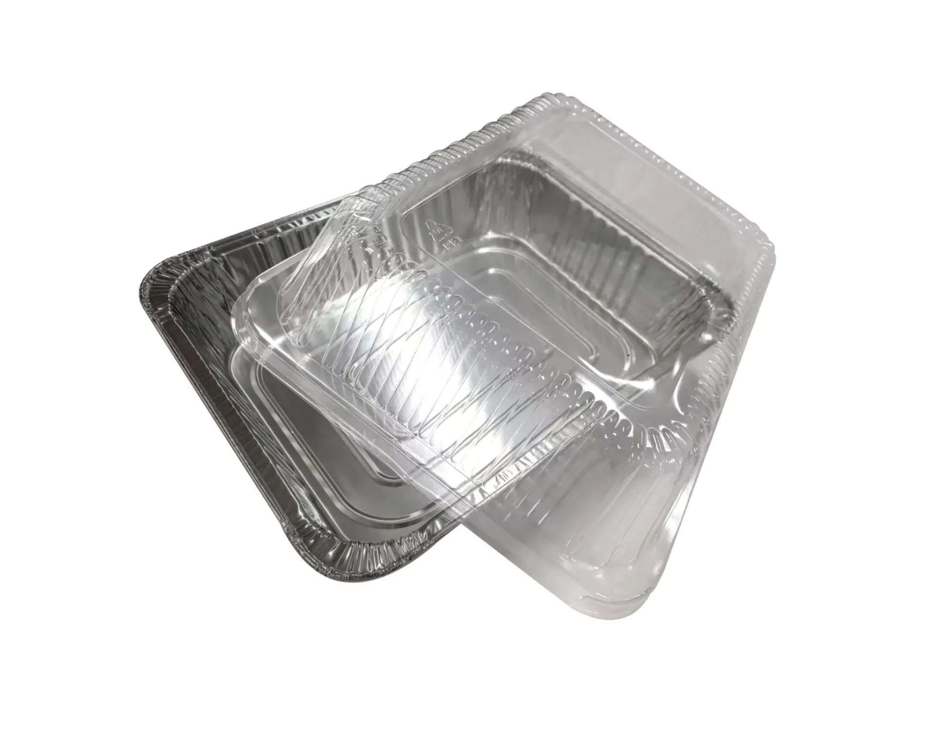 360mm x 290mm x 78mm Rectangular Foil Tray with Plastic Lid Pk3