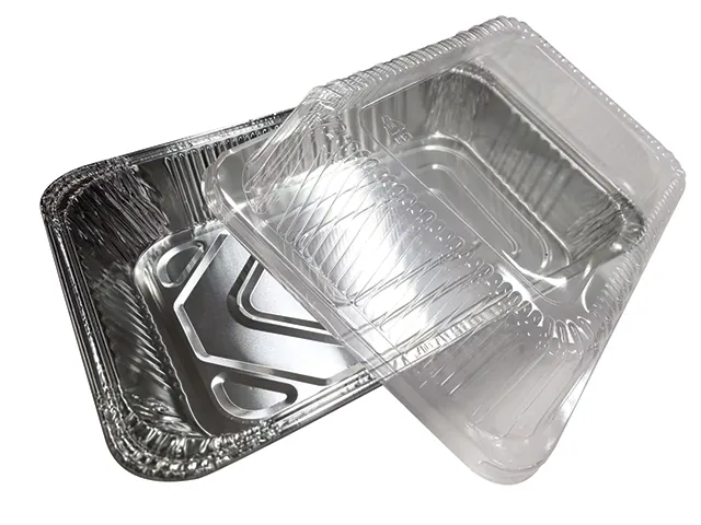 [AF022] 335mm x 245mm x 60mm Rectangular Foil Tray with Plastic Lid Pk3
