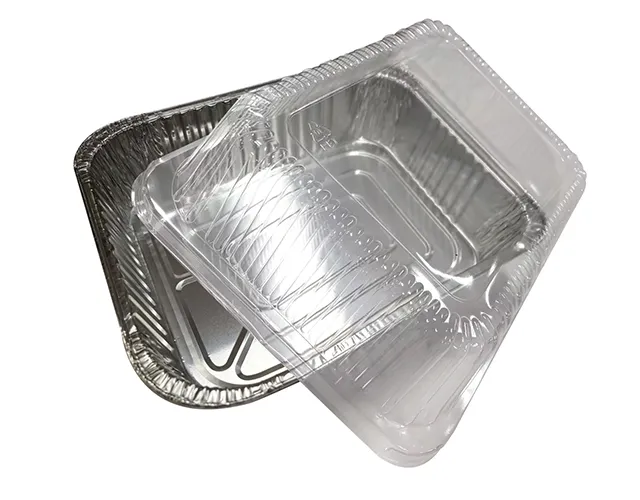 206mm x 206mm x 45mm Square Foil Tray with Plastic Lid Pk3