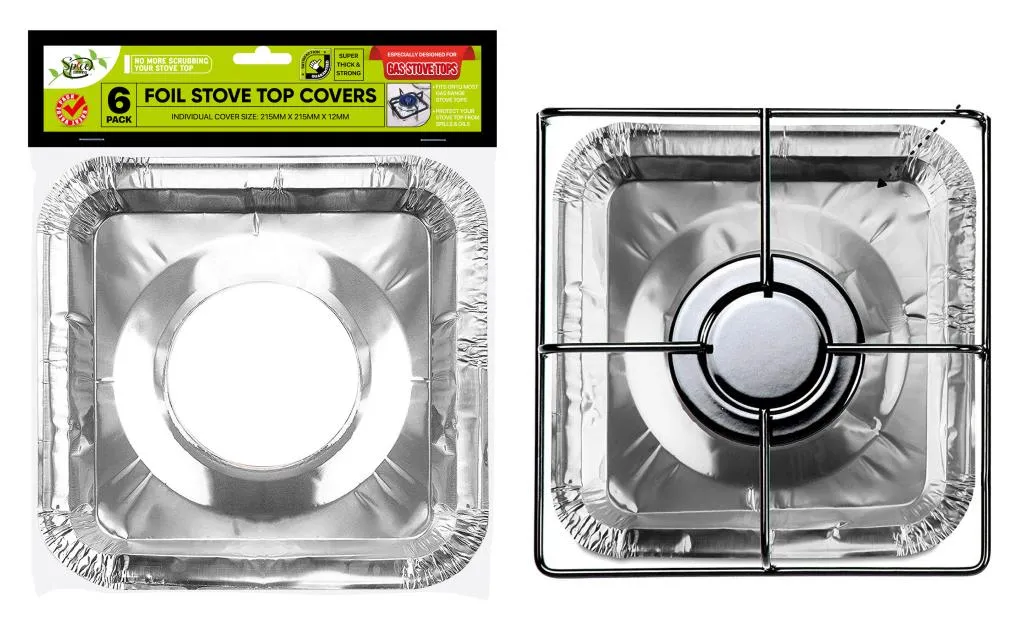 [DUR6887] 6PK Foil Stove Top Covers - 215MM x 215MM x 12MM