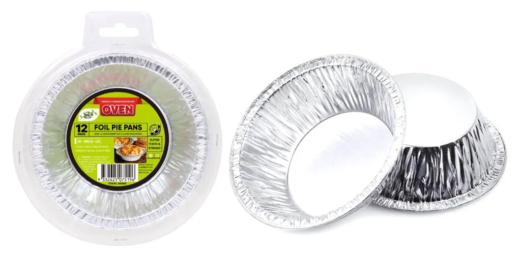 [DUR6845] 12PK Foil Pie Pans - 12.5CM x 7.6CM x 3.2CM