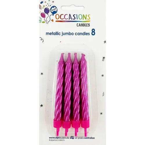 CANDLE JUMBO MET.PINK 8 W/HOLD